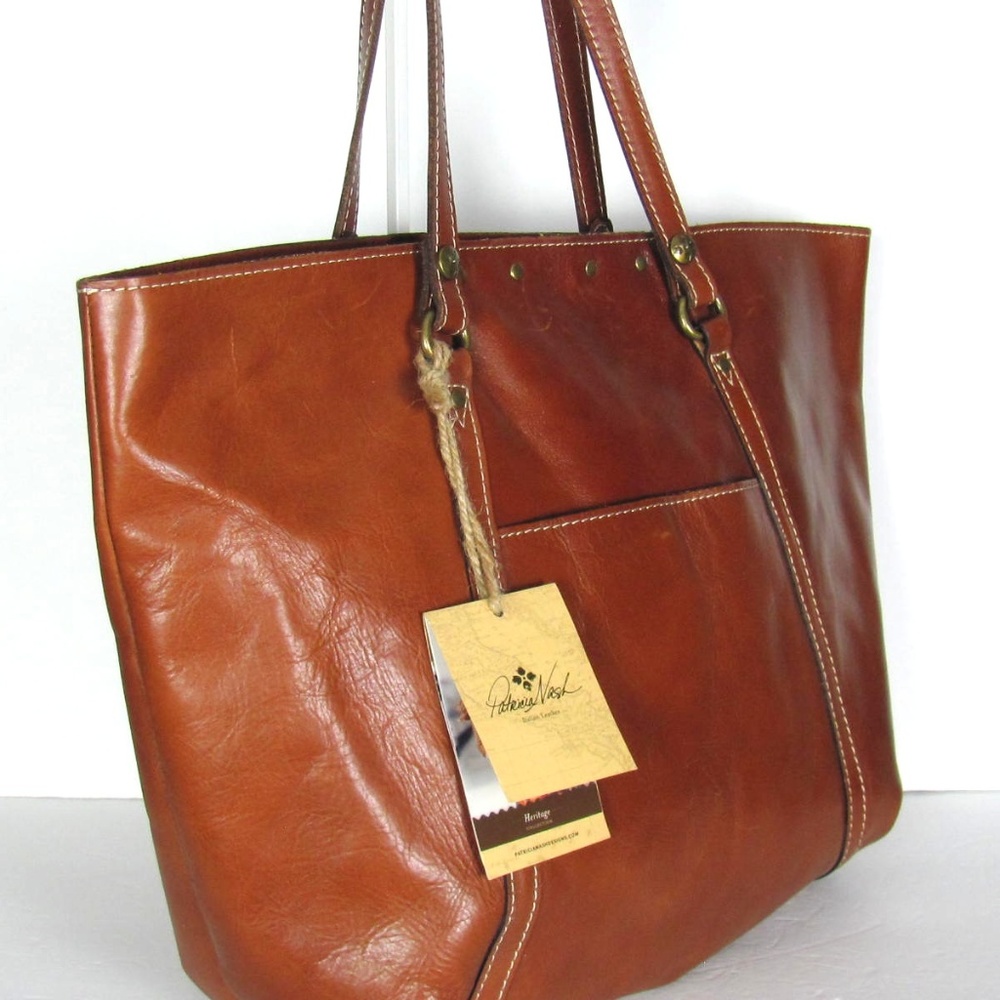 Brown Italian Leather Large Shoppers Tote